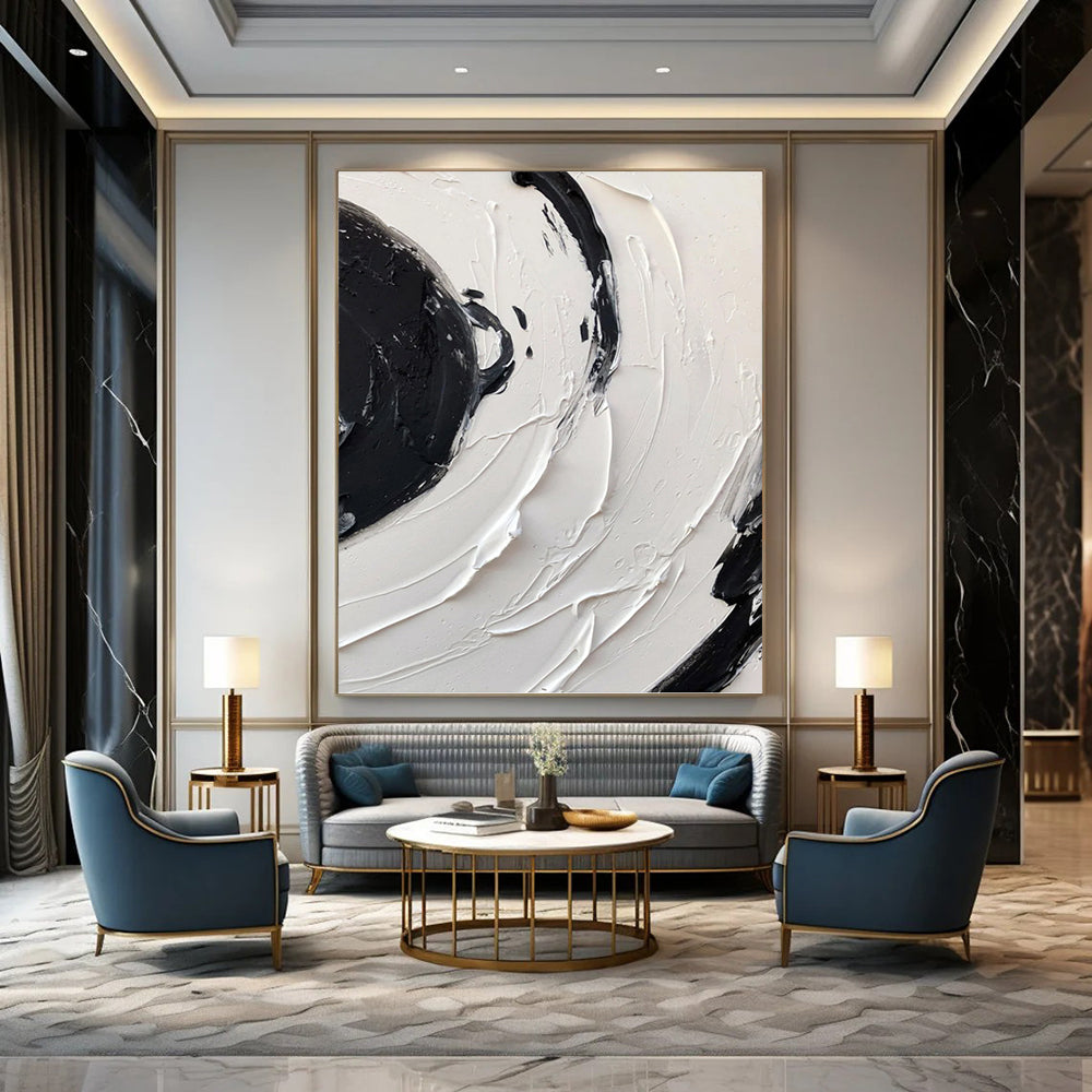 Vertical Hand - Painted Custom Abstract Artwork for Living Room and Hotel DKH1677