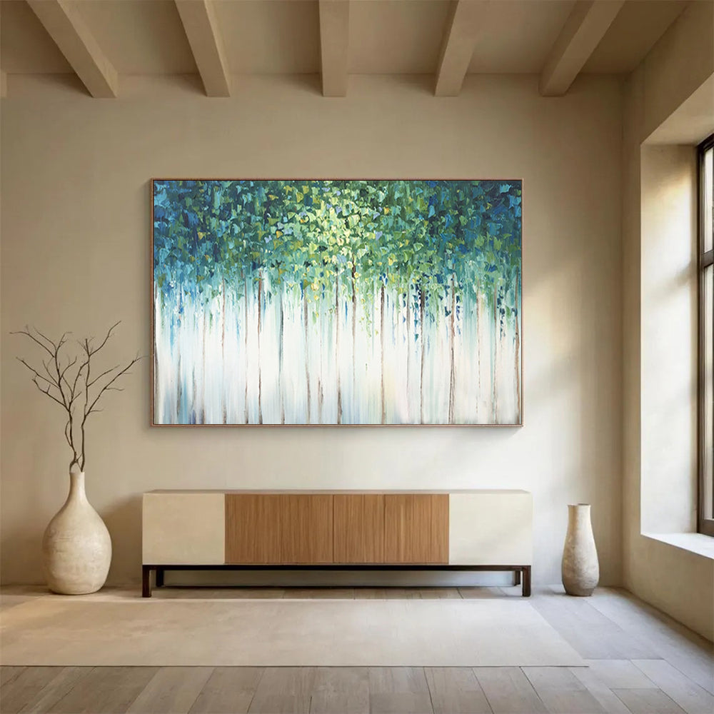 Forest Canopy Drip Painting - Nature - Inspired Living Room Art DLZ206