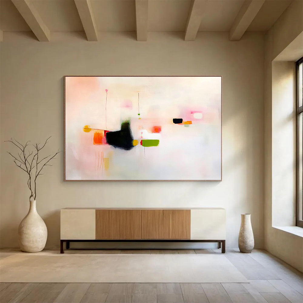 “Pastel Play” - Pink, Orange, Green, Delicate Shapes - Post - Impressionist - Inspired Acrylic Painting HB1542