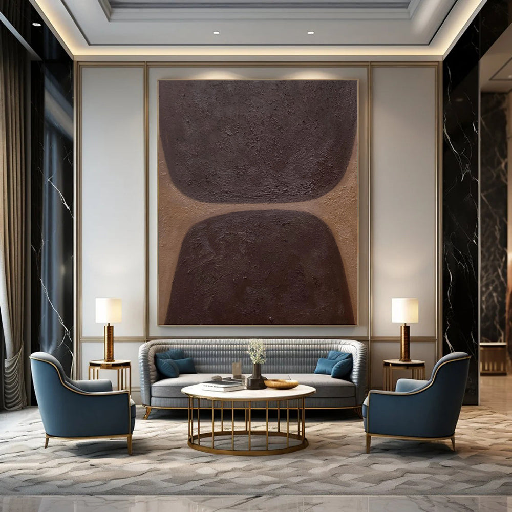 Creatively Curated Hand - Painted Textured Canvas Mural for Bar & Hotel Lobby DKH1169