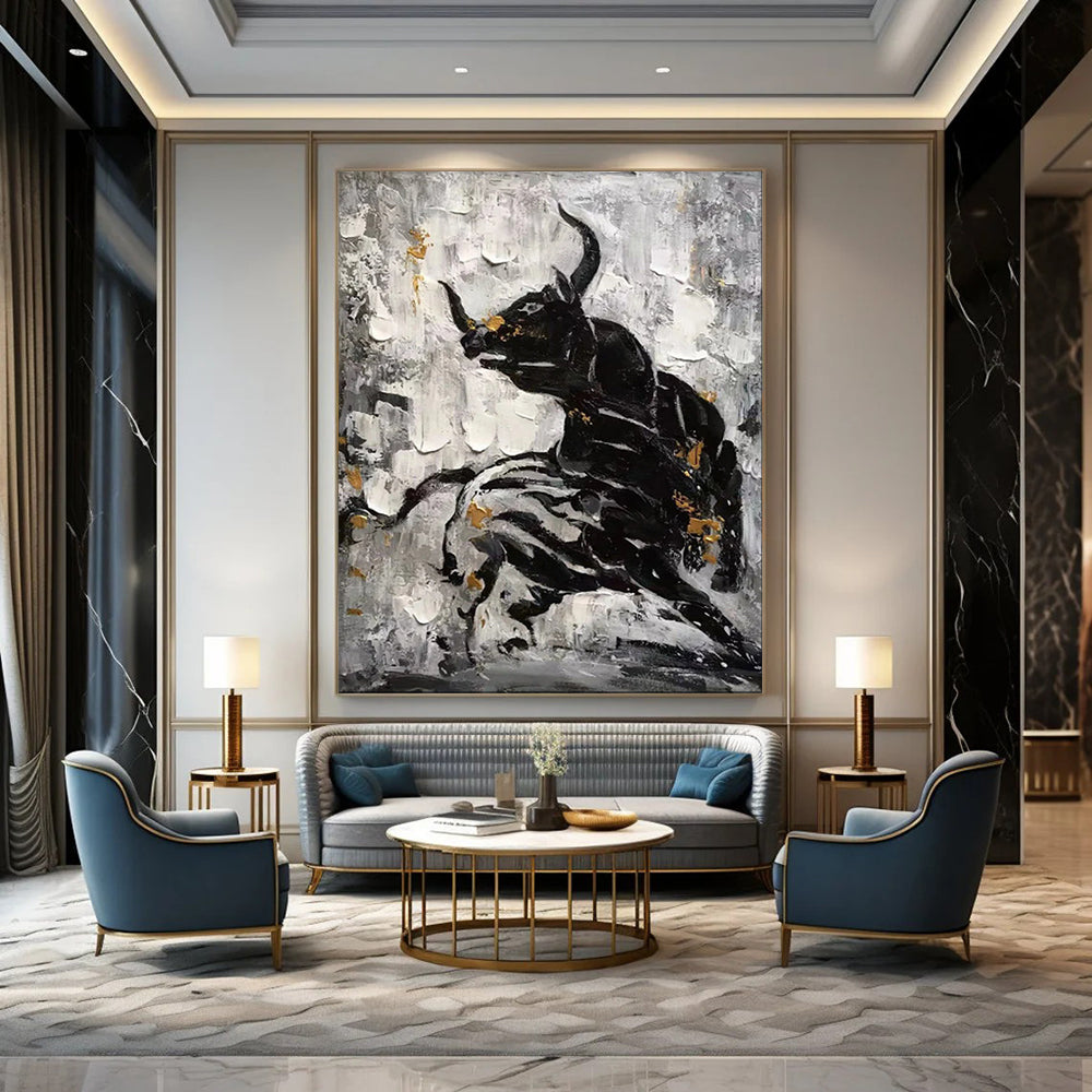 Edgy & Contemporary Hand-Painted Custom Abstract Painting for Bar & Hotel LargeART1968