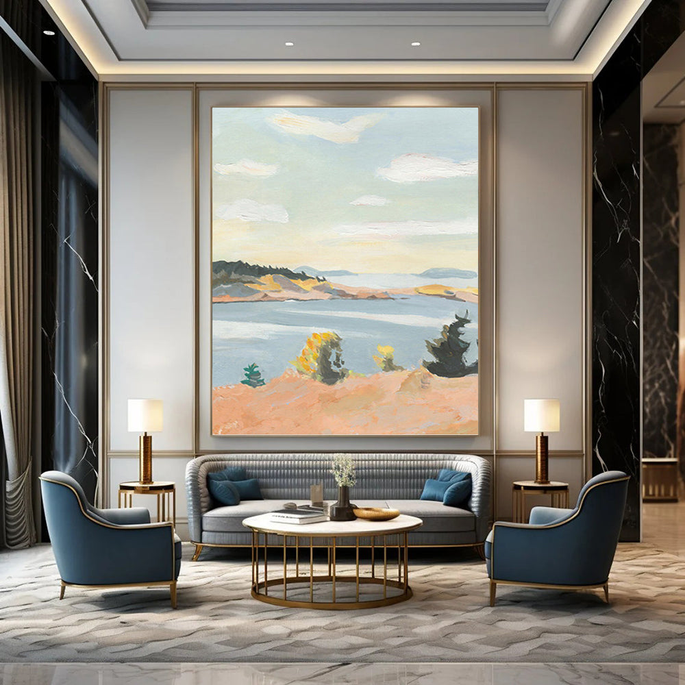Large - Format Hand - Painted Custom Abstract Canvas (with Abundant Textures), for Decorating Living Room and Bar DKH1460