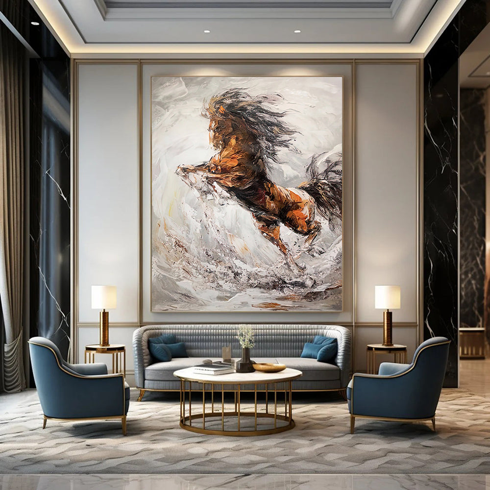 Large - Sized Dynamic Hand - Painted Textured Abstract Painting on Canvas for Living Room & Office DKH1431