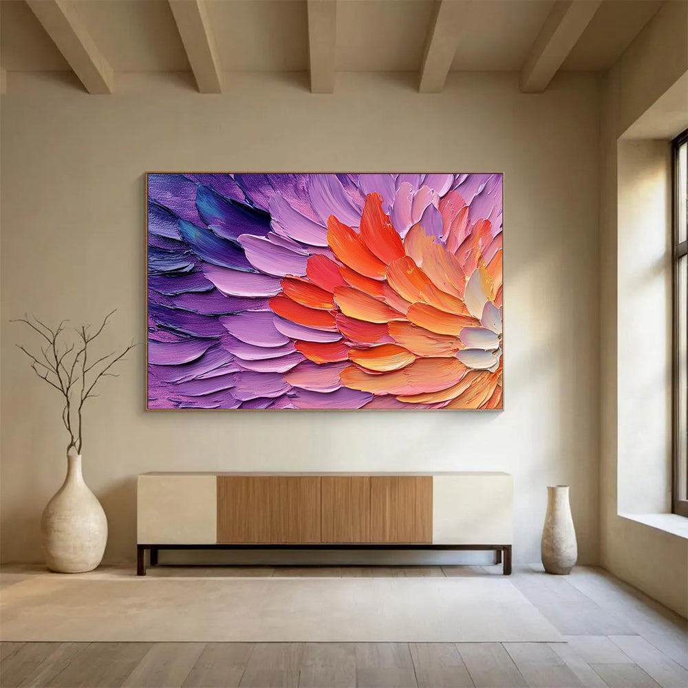 “Impasto Flower Petals” - Purple, Pink, Orange - Textured Floral Impasto - Acrylic Painting HB1326