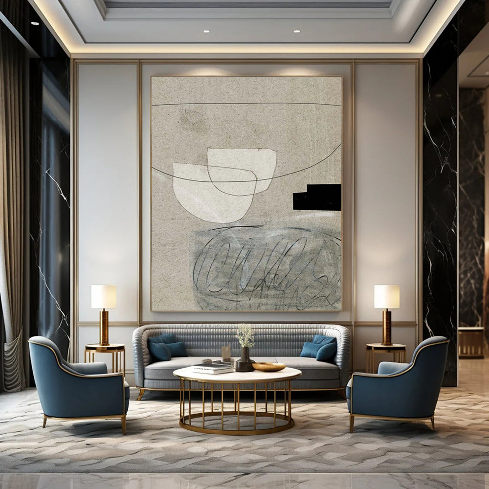 Hand-Painted Large Abstract Creations: Textured Details for Office & Hallway DTP238