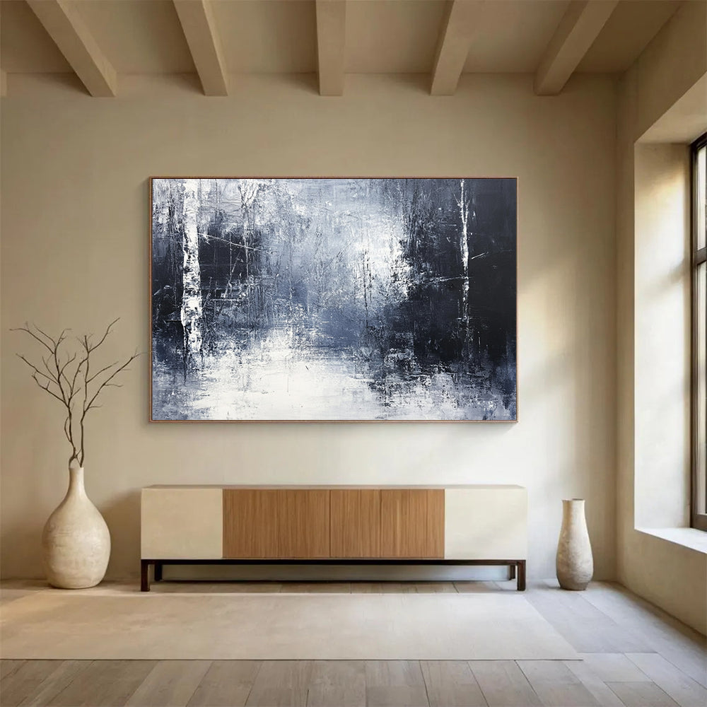 “Gray Abstract Forest” - Gray, White, Black with Forest - like Textures - Abstract Acrylic Painting HB1351