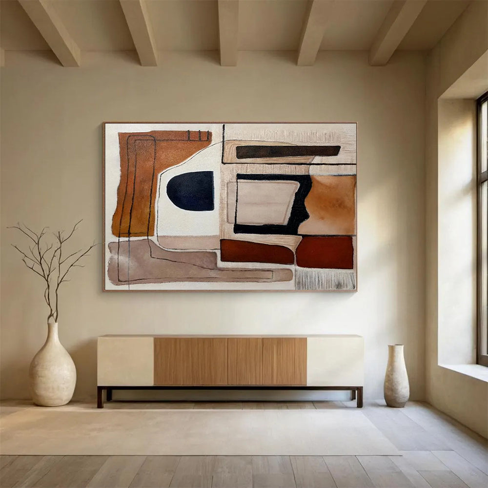 Large - Format Hand - Painted Textured Abstract Painting for Decorative Impact DKH655