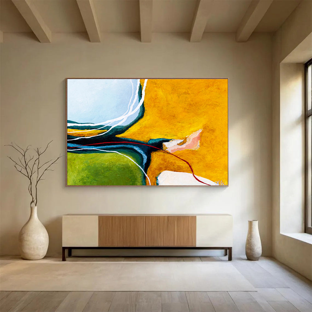 Grandiose Hand - Painted Abstract Mural for Entryway & Dining Room DKH552