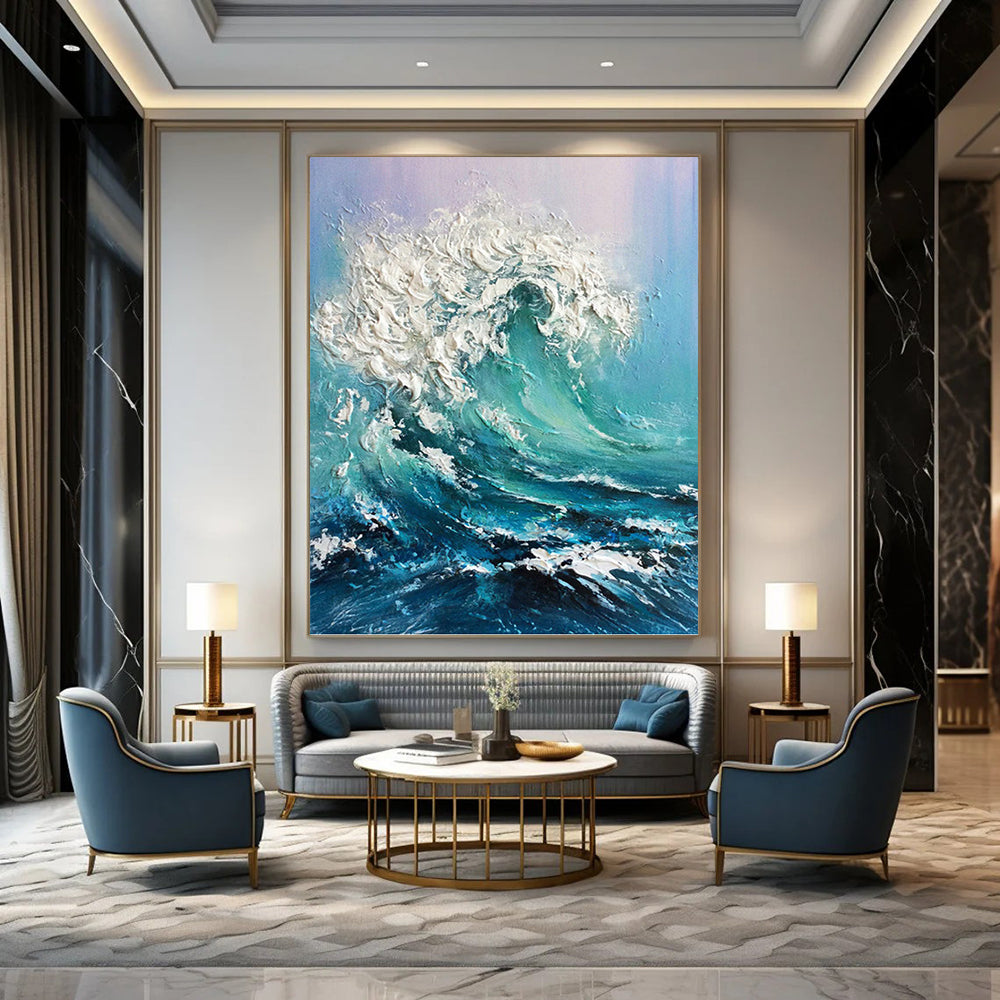 Large - Sized Hand - Painted Custom Abstract Painting (with Three - Dimensional Textures), Revitalizing Entryway and Living Room DKH1448