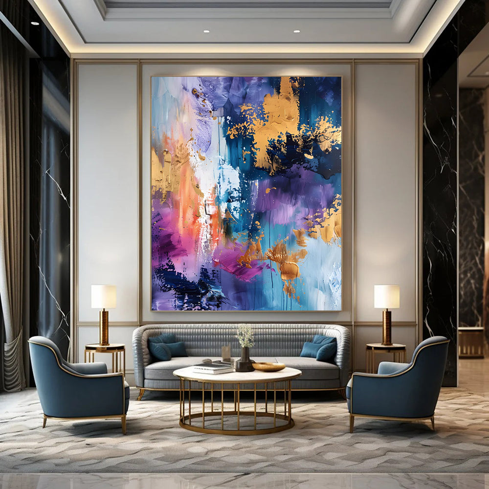 Large Custom Abstract Paintings: Textured Styles for Office & Hallway DTP282