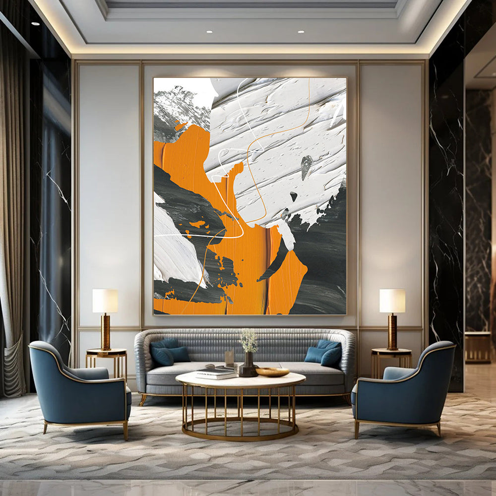 Titanic - Proportioned Vertical Hand - Painted Textured Custom Abstract Mural, Suitable for Bar and Hallway DKH1528