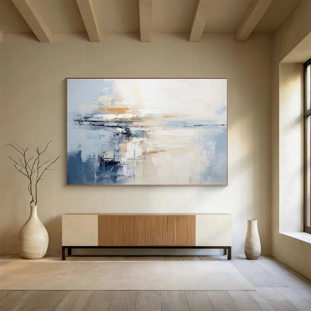 Blue & Beige Horizon Abstract - Modern Office Clarity DLZ090