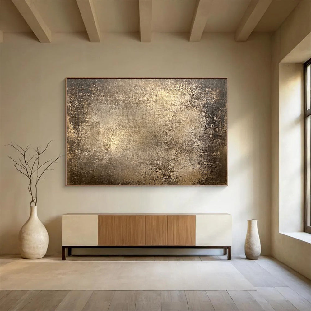 “Bronze - Toned Textured Canvas” - Shades of Brown, Metallic Gold, Abstract Grunge - Acrylic Painting HB1616