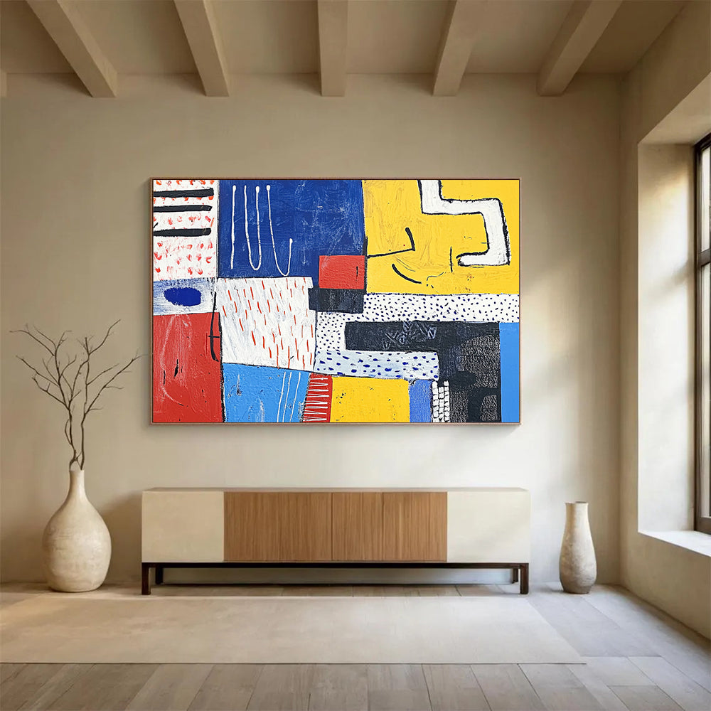 “Color - Block Abstract” - Mixed bright colors, geometric shapes, Abstract Painting On Canvas HB0556