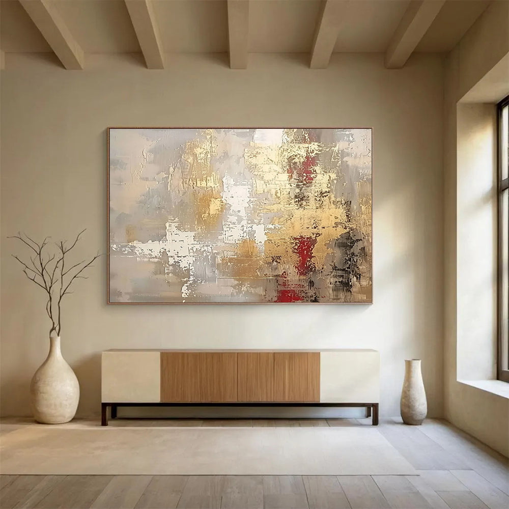 Gold & Red Abstract Elegance - Sophisticated Dining Room Glam DLZ045