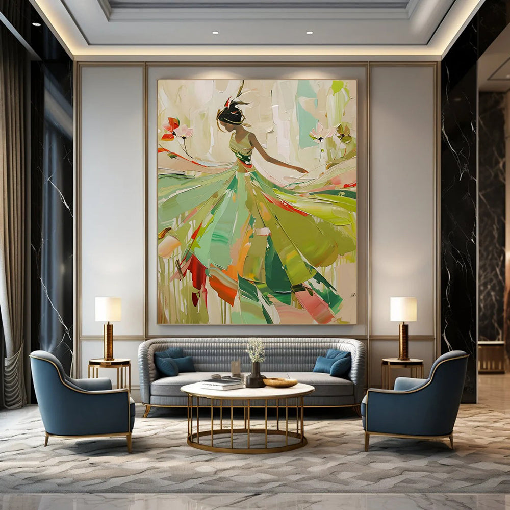 Aetherial Whispers: Hand - Painted Custom Abstract Canvas for Living Room and Bar DTP082