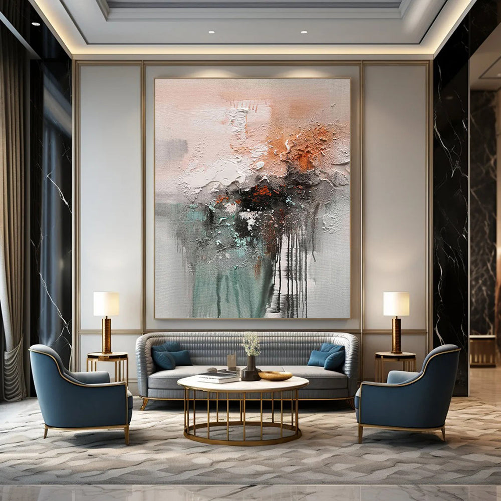 Uplifted Vertical Hand - Painted Textured Custom Abstract Ode for Living Room and Entryway DKH1564