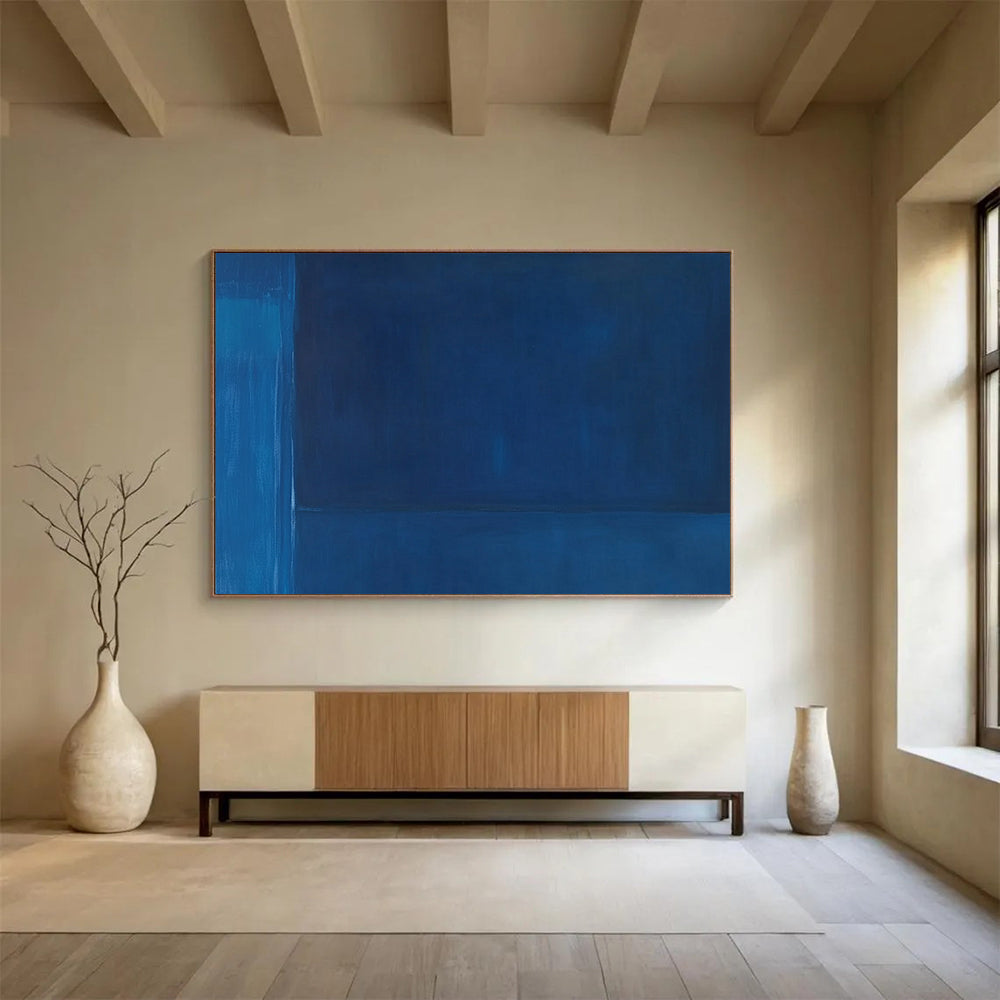 “Deep Blue Minimalist Blocks” - Deep Blue, Block Shapes, Minimalist Painting On Canvas HB0844