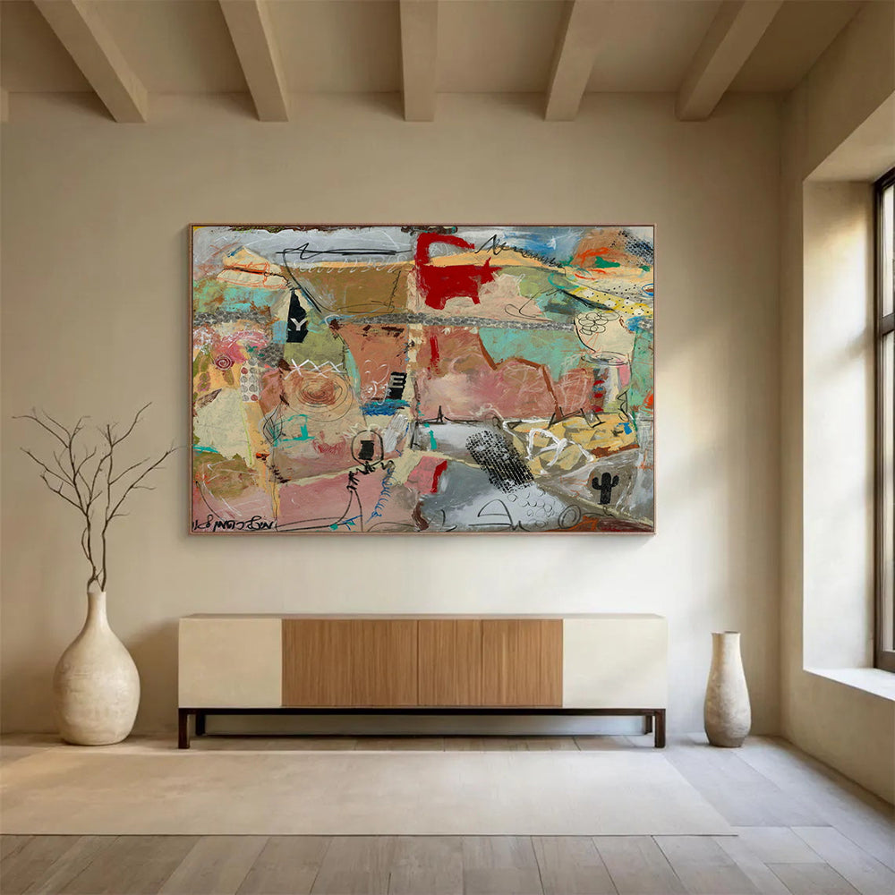 Earth - Toned Abstract Collage - Rustic Living Room or Office Art DLZ243