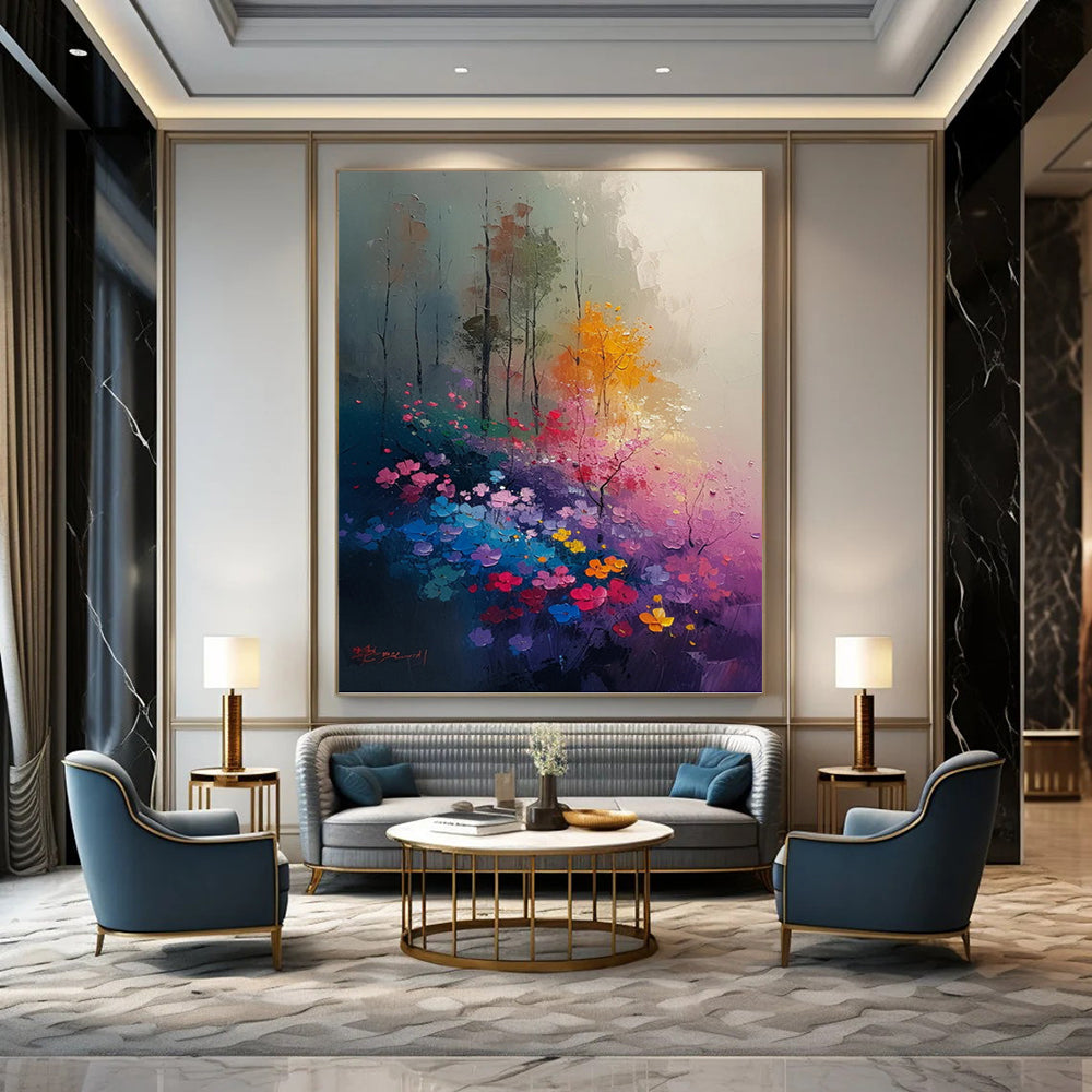 Titanic - Sized Vertical Hand - Painted Custom Abstract Enigma (with Diverse Textures), for Living Room and Hotel DKH1533