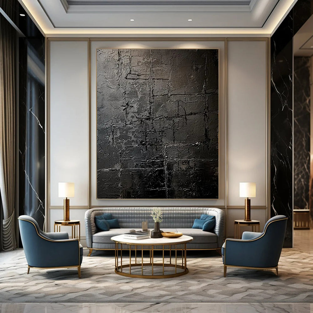 Enormous-Scale Hand-Painted Abstract Wall Installations for Entryway & Hallway LargeART2363