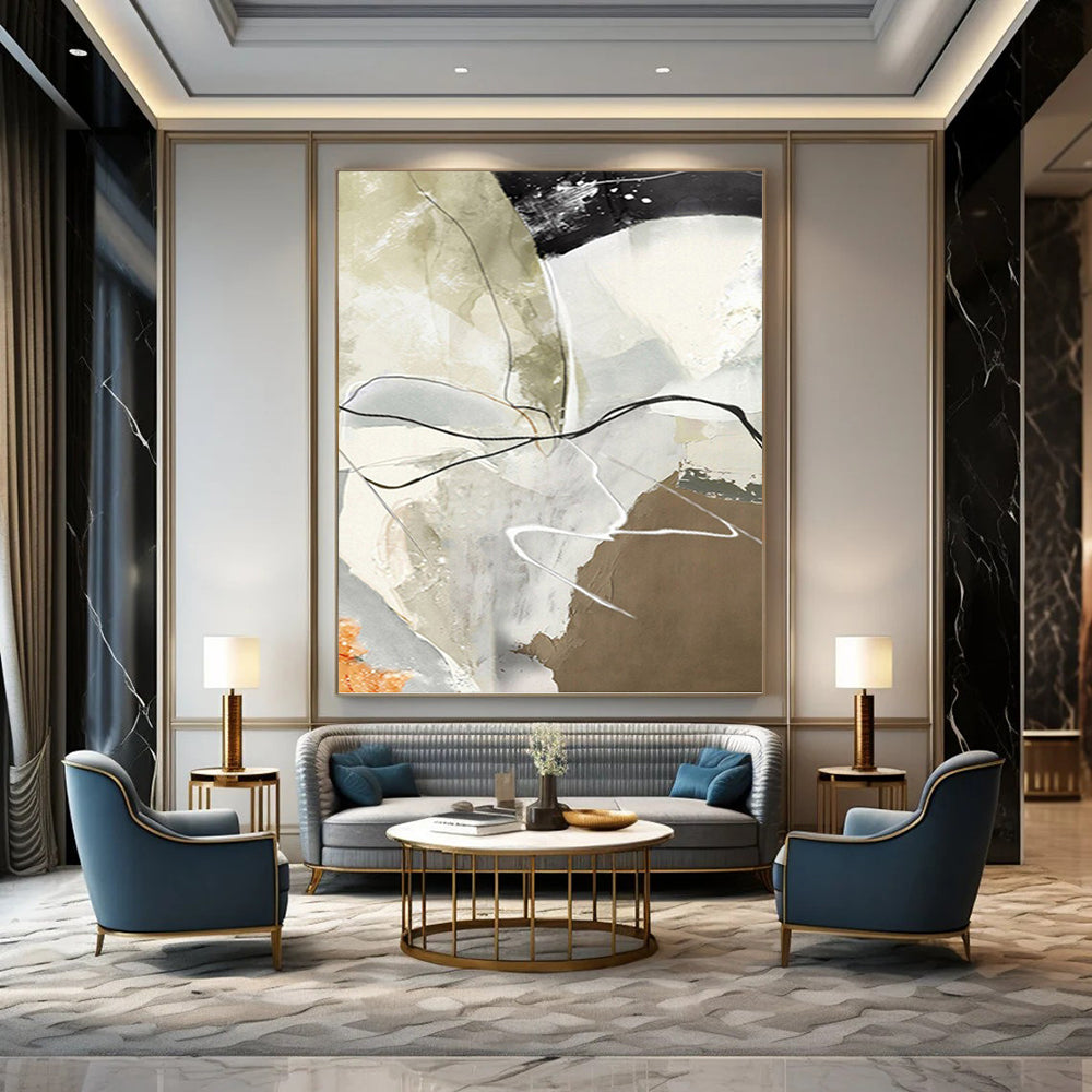 Massive Hand - Painted Textured Abstract Canvas for Game Room & Entertainment Area DKH1225