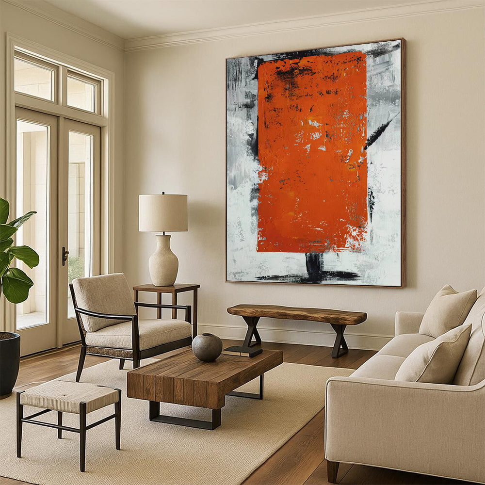 Monumental Custom Abstract Painting for Home Library Bookcase Back Walls