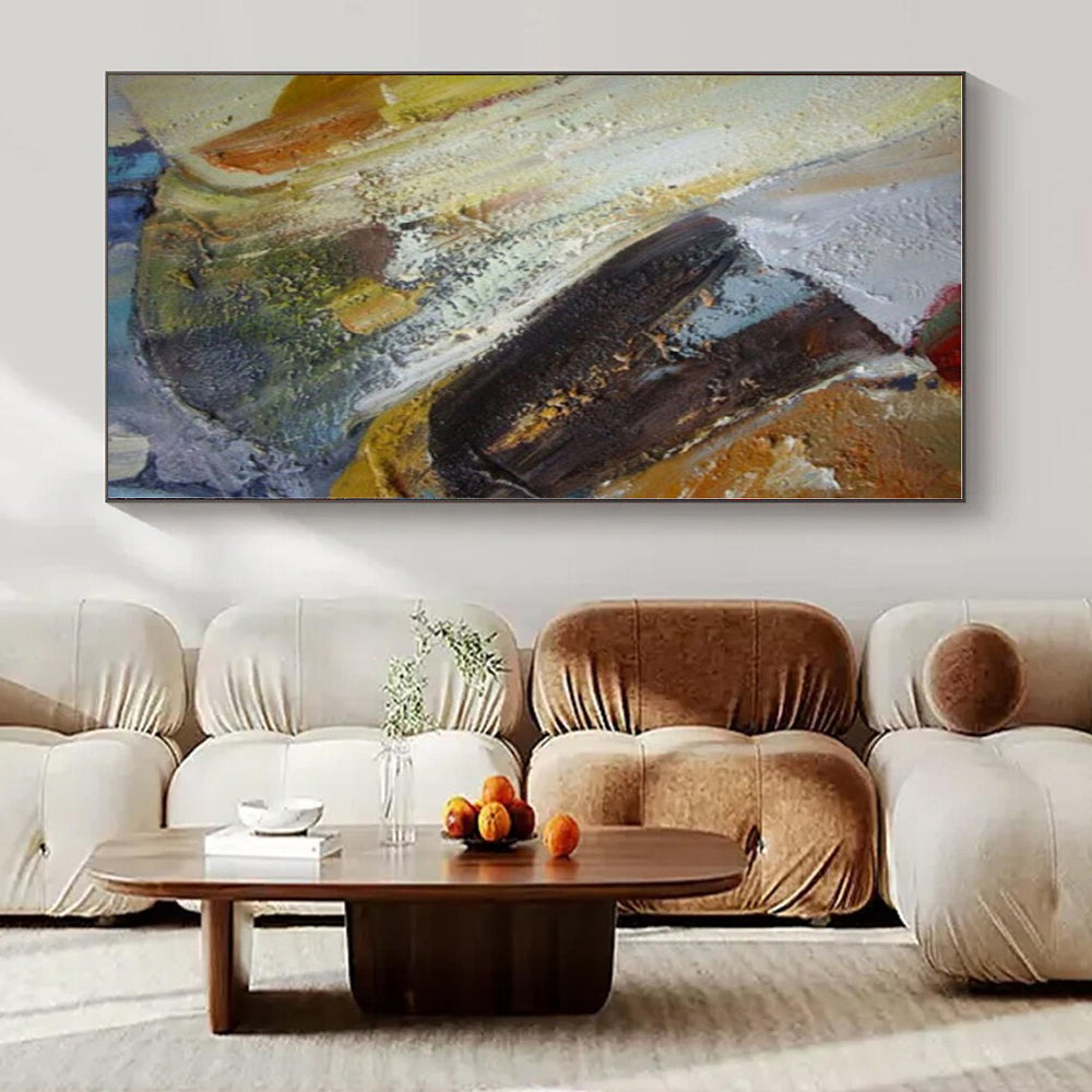 Large-Scale Hand-Painted Abstract Mural for Living Room and Hallway
