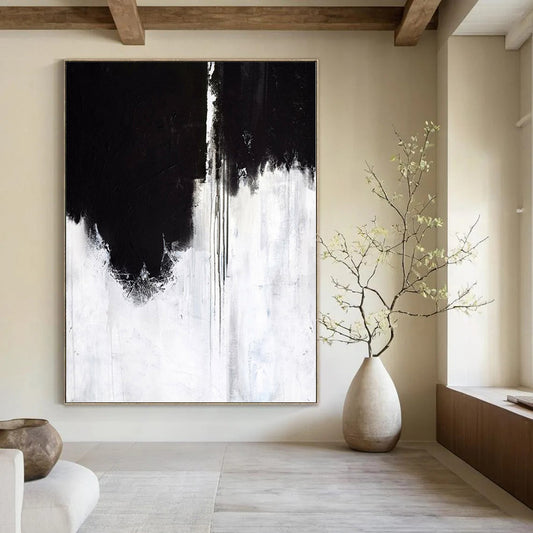 Captivating Hand-Painted Abstract Painting for Living Room Bookshelf Backdrops