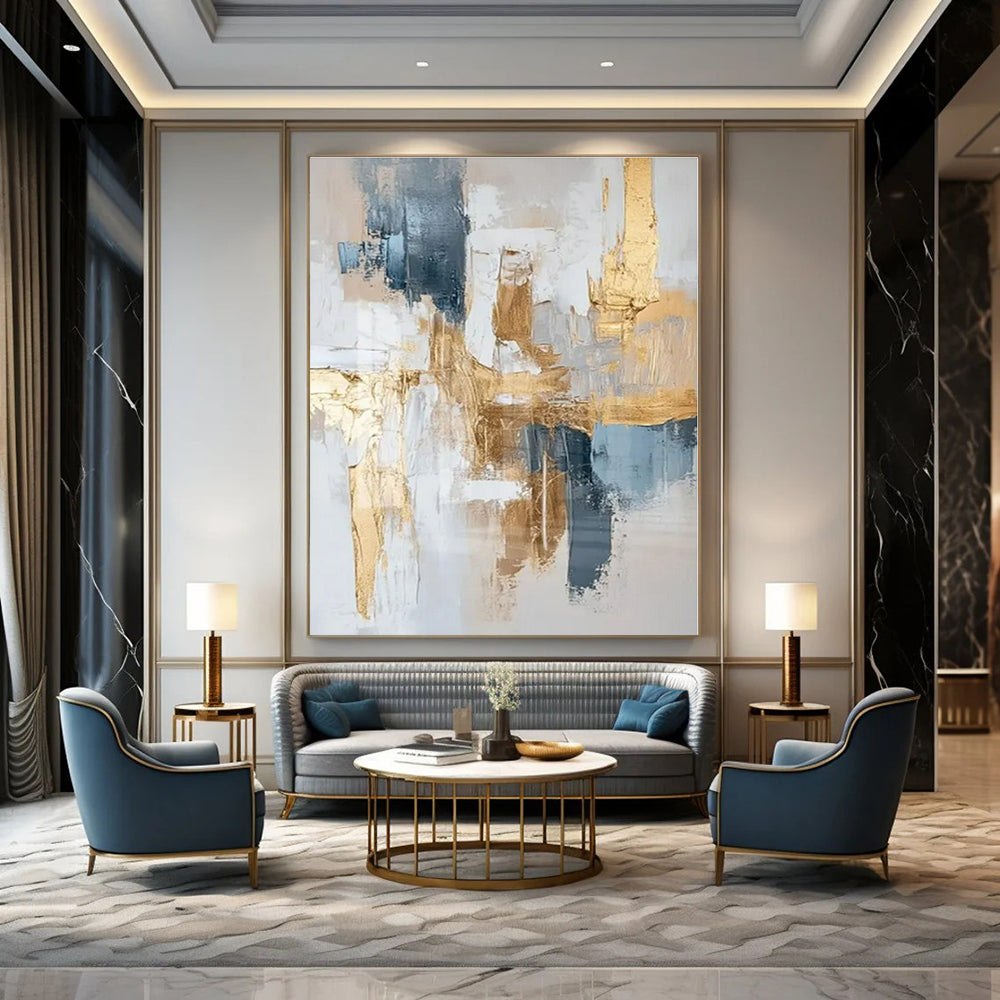 Modern Minimalist Hand-Painted Abstract Art for Executive Office Desks