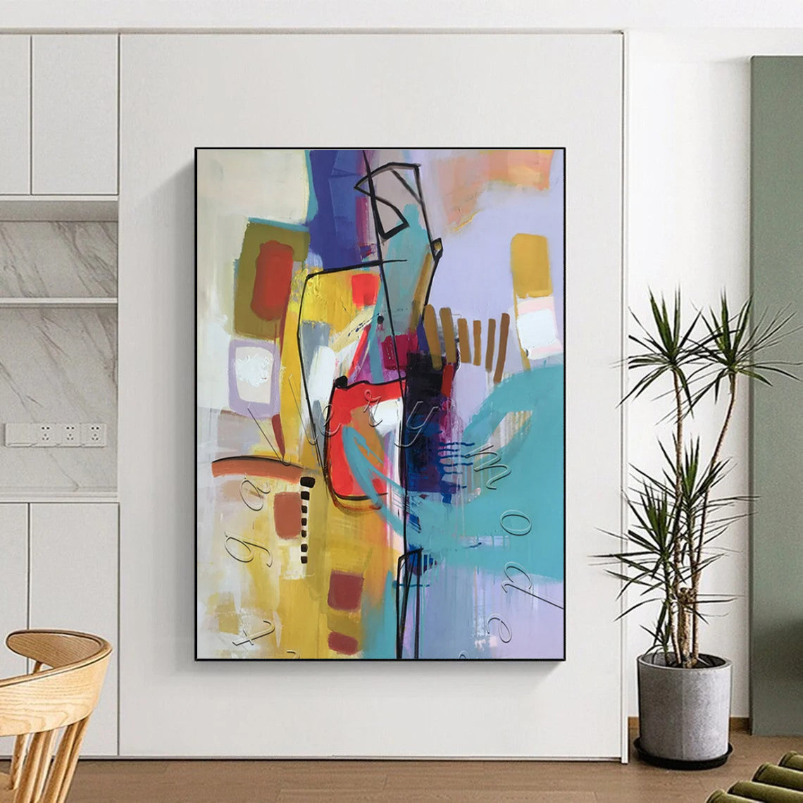 Large Modern Abstract Wall Art for Music Concert Venue Backstages