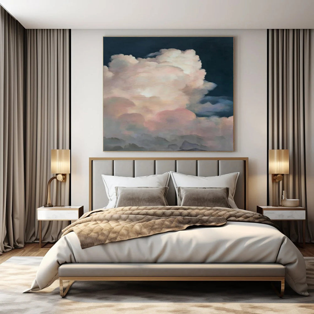Hand-Painted Bespoke Abstract Mural for Bedroom & Hotel Poolside Cabanas