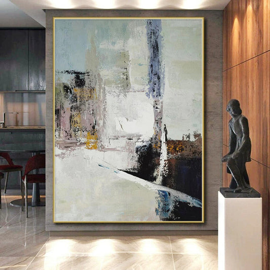 Monumental Custom Abstract Art for Guest Room Fireplace and Mantel Feature Walls
