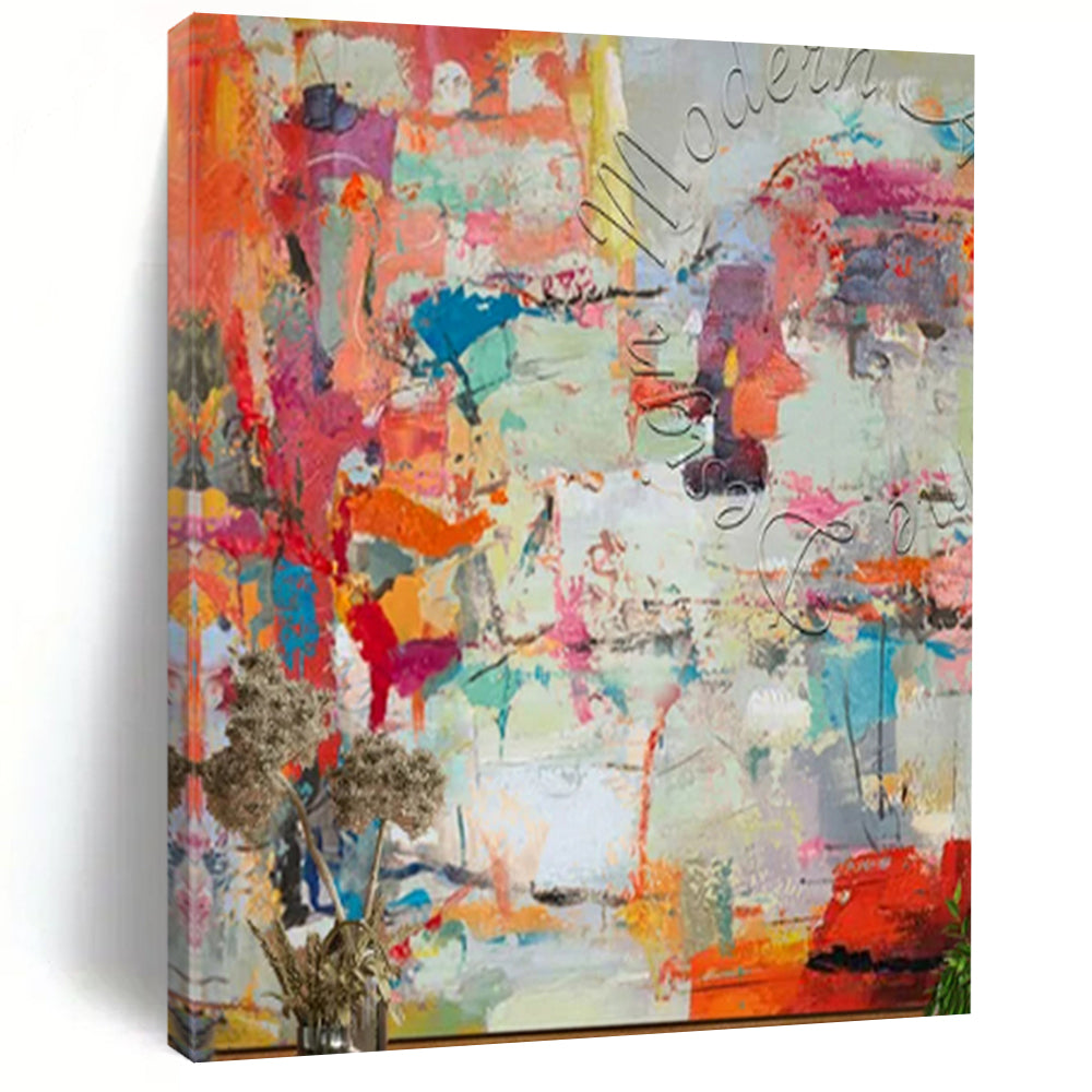 Gigantic Hand-Painted Modern Abstract Canvas for Corporate Office Reception Areas