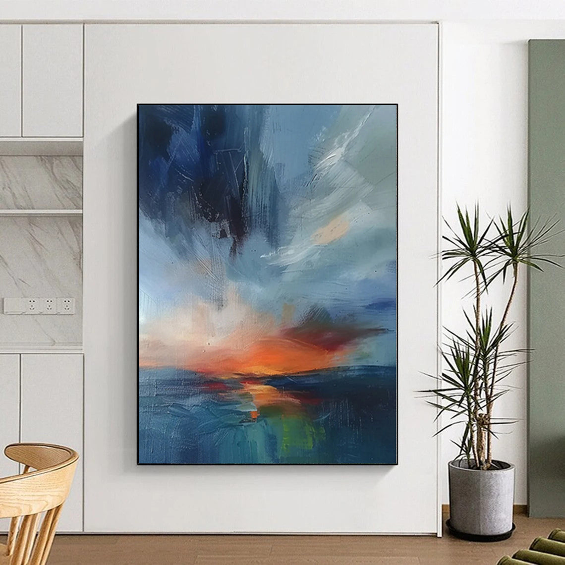 Immense Abstract Wave Painting - Hand-Painted Resin for Surf Resort Lounges