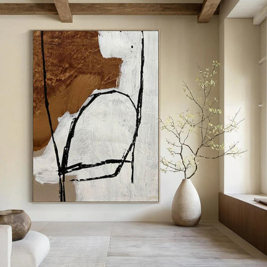 Oversized Hand-Painted Contemporary Abstract Mural for Living Room Open Walls