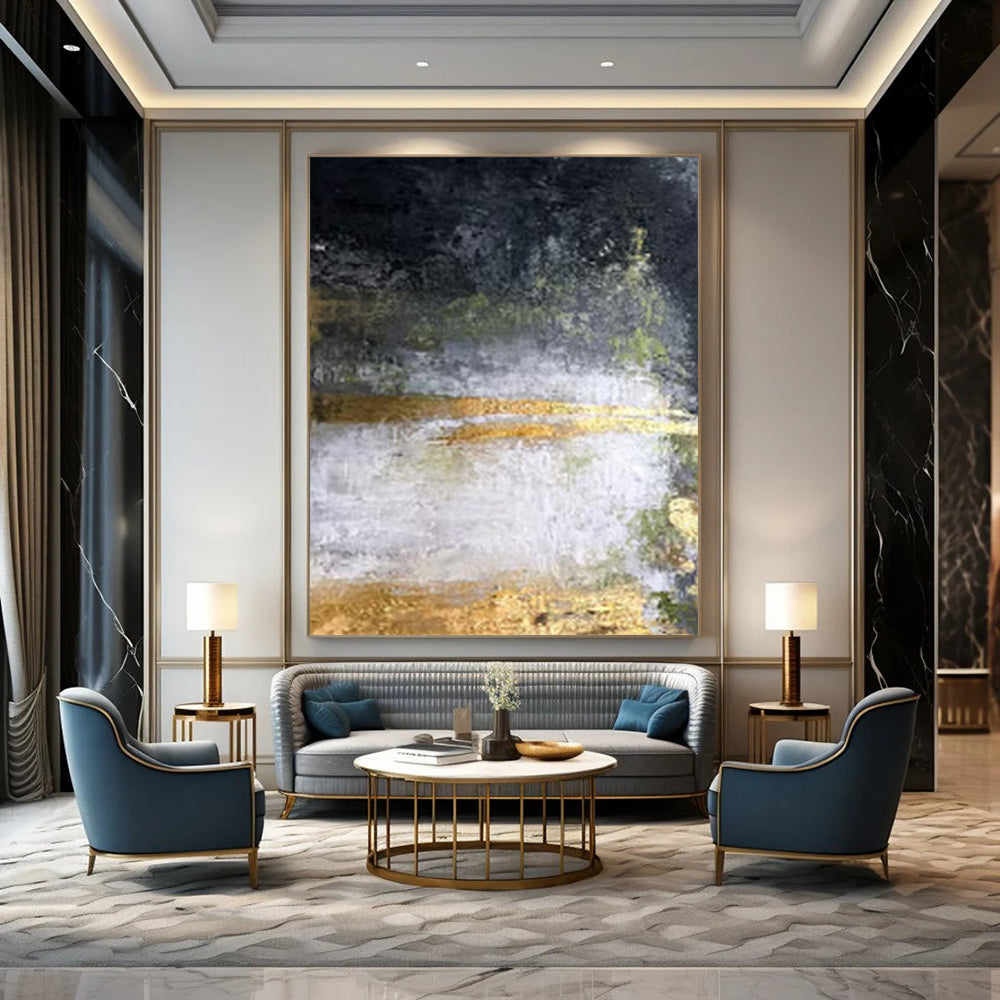 Giant Hand-Painted Contemporary Abstract Art for Trendy Bar Rooftop Terraces