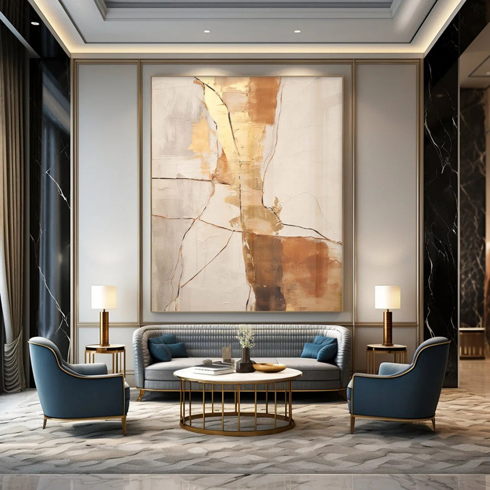 Huge Hand-Painted Contemporary Abstract Painting for Family Home Multi-Purpose Rooms