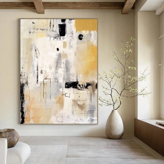 Extra-Huge Hand-Painted Modern Abstract Canvas for Luxury Hotel Bridal Suites