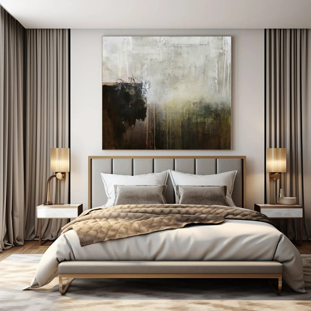 Striking Hand-Painted Abstract Painting for Living Room Above Sofa Headers