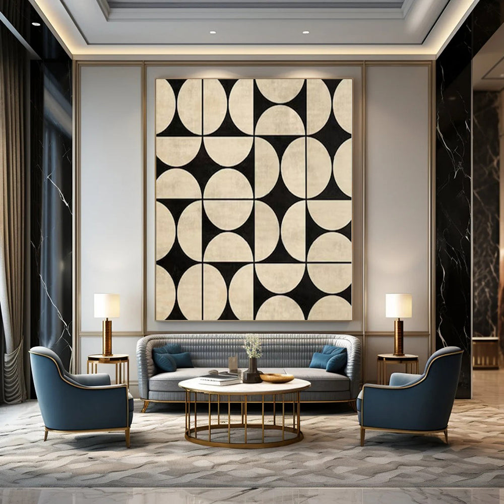 Oversized Hand-Painted Modern Abstract Painting for Family Home Meditation Rooms