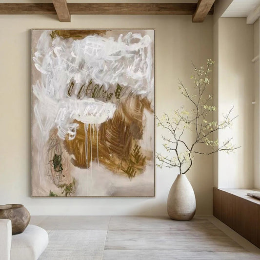 Large Hand-Painted Contemporary Abstract Wall Art for Family Home Pet Corners