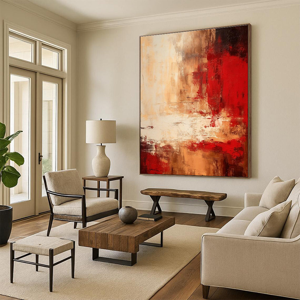 Giant Contemporary Abstract Painting for Home Theater Screen Surround in Modern Setups