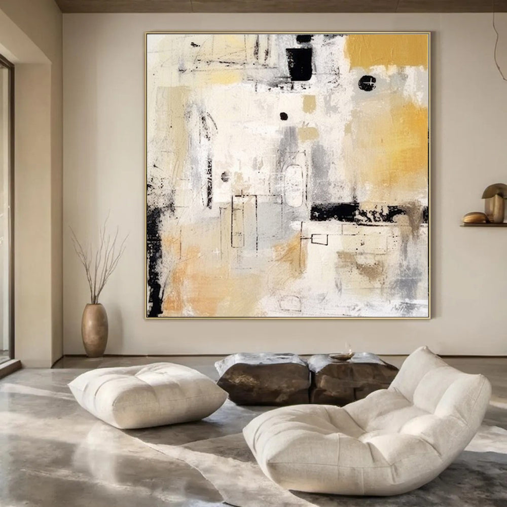 Extra-Huge Hand-Painted Modern Abstract Canvas for Luxury Hotel Bridal Suites
