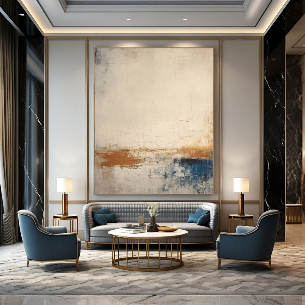 Large-Scale Hand-Painted Abstract Painting for Office and Hotel Conference Rooms