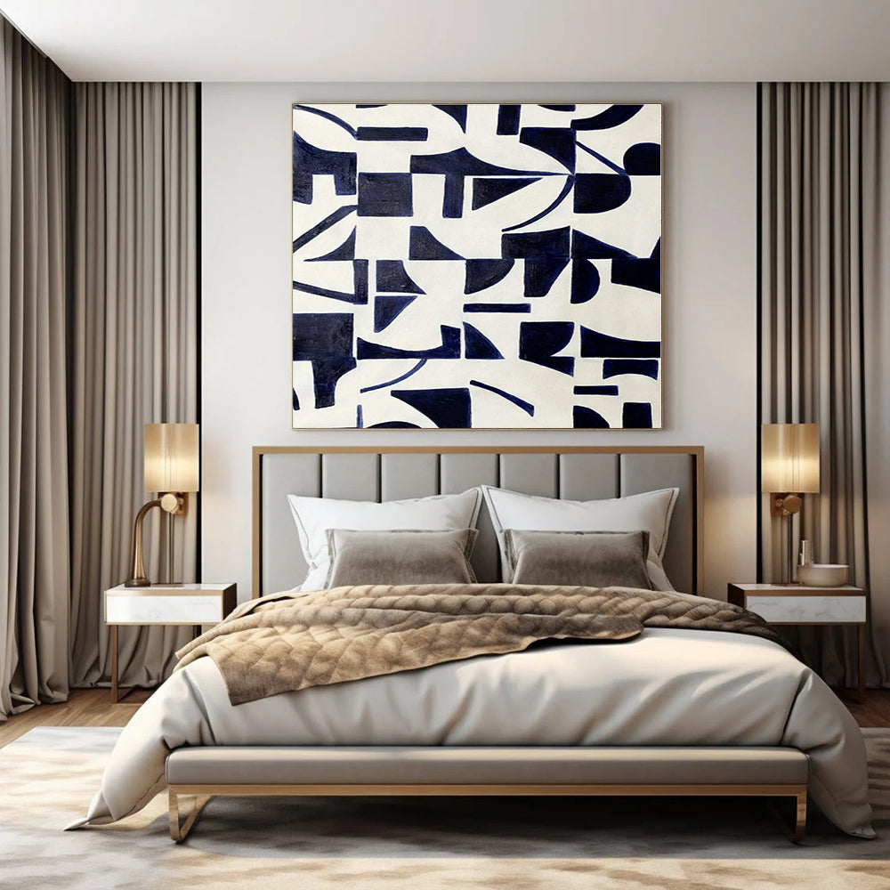 Custom Hand-Painted Abstract Canvas for Bedroom and Office