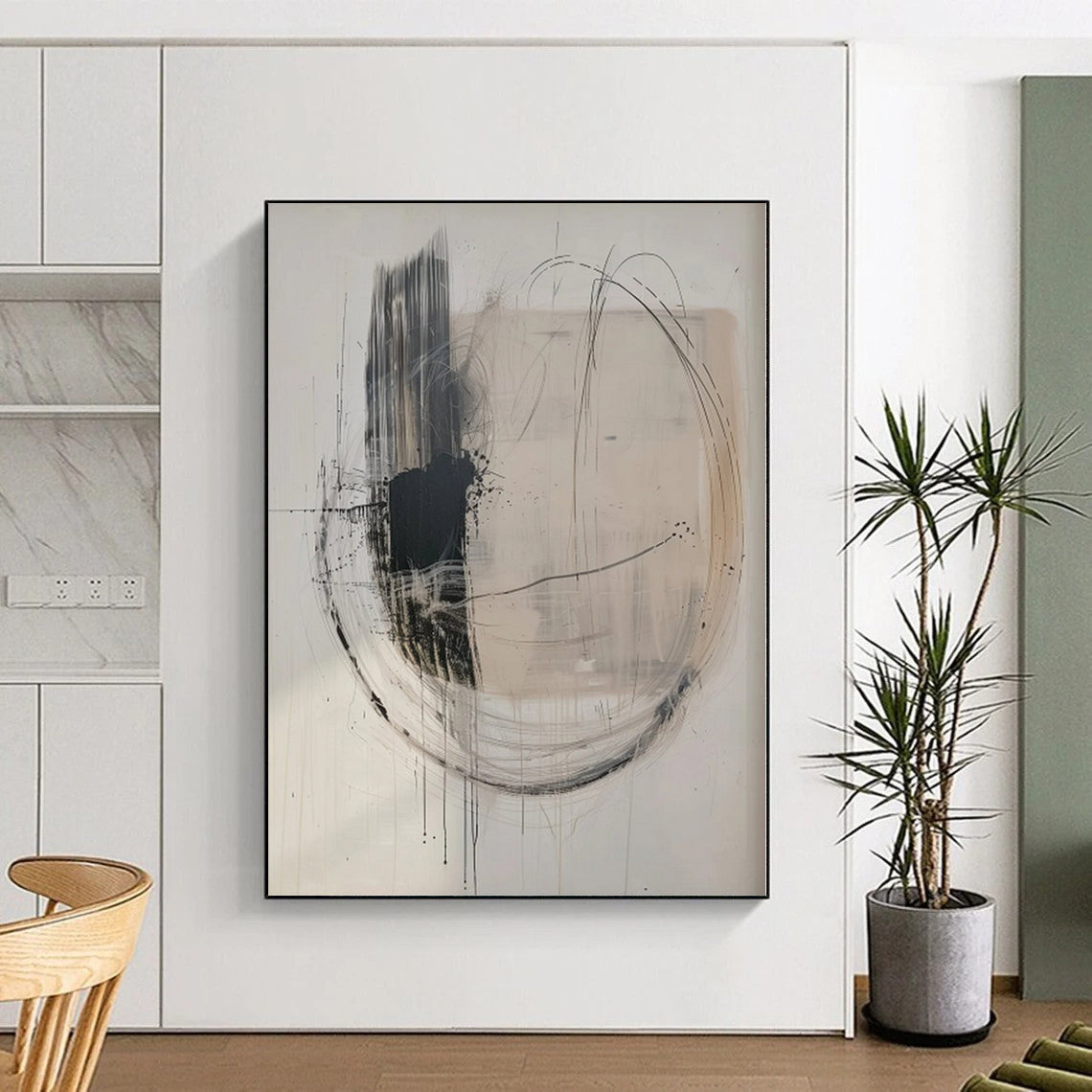 Giant Made-to-Order Abstract Painting for Living Room Bay Window Backdrops
