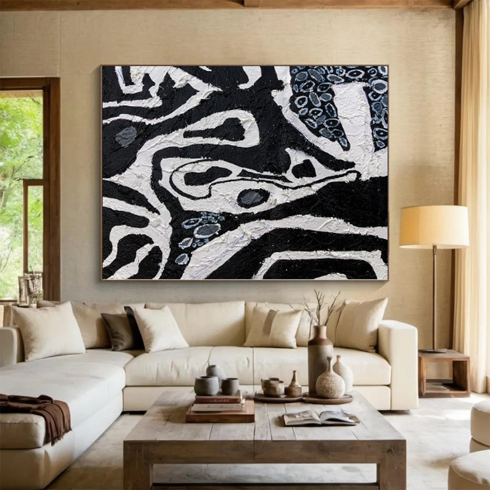 Giant Abstract Art Deco Mural - Commissioned Mixed Media for Boutique Hotel Suites