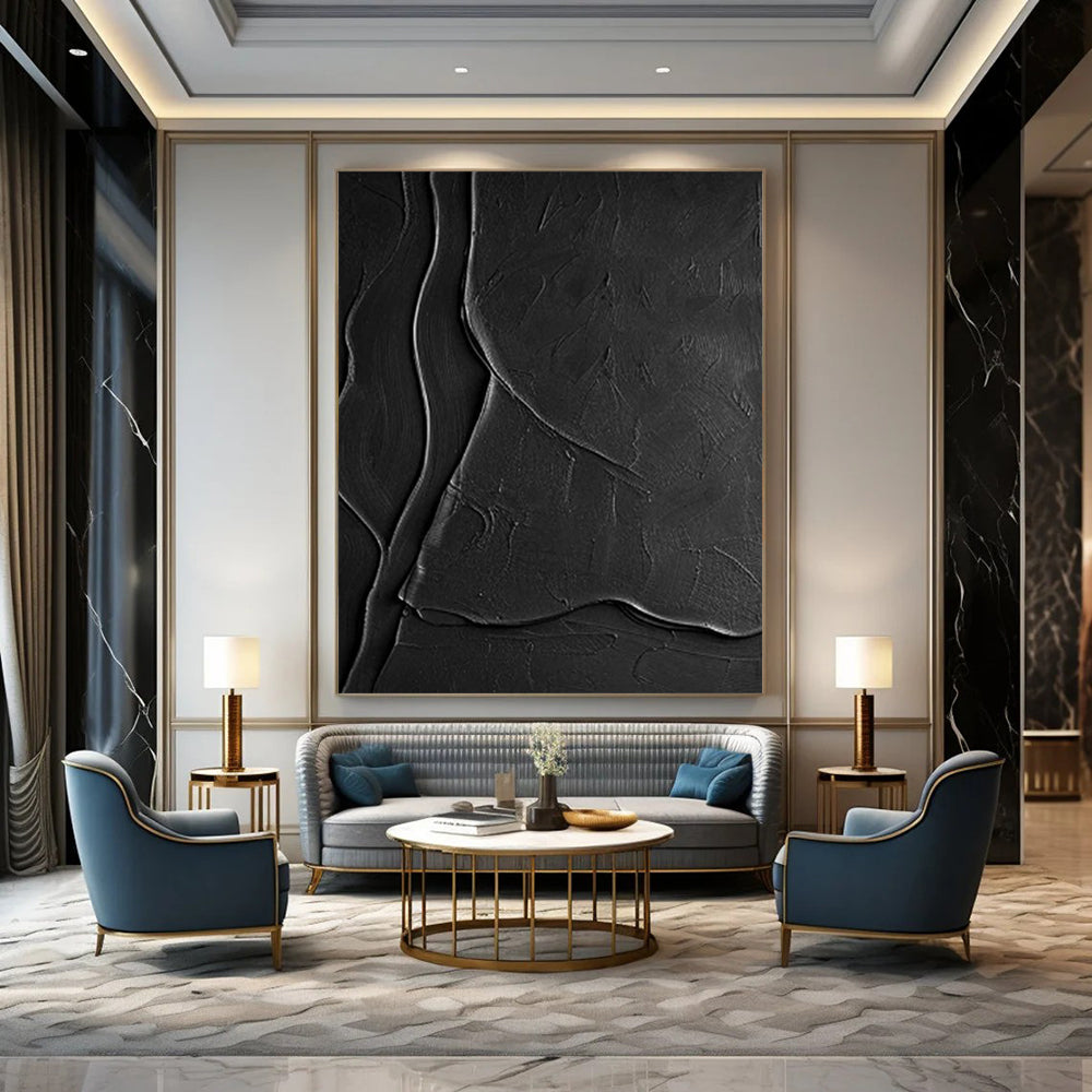 Colossal Hand-Painted Contemporary Abstract Canvas for Family Home Entryways