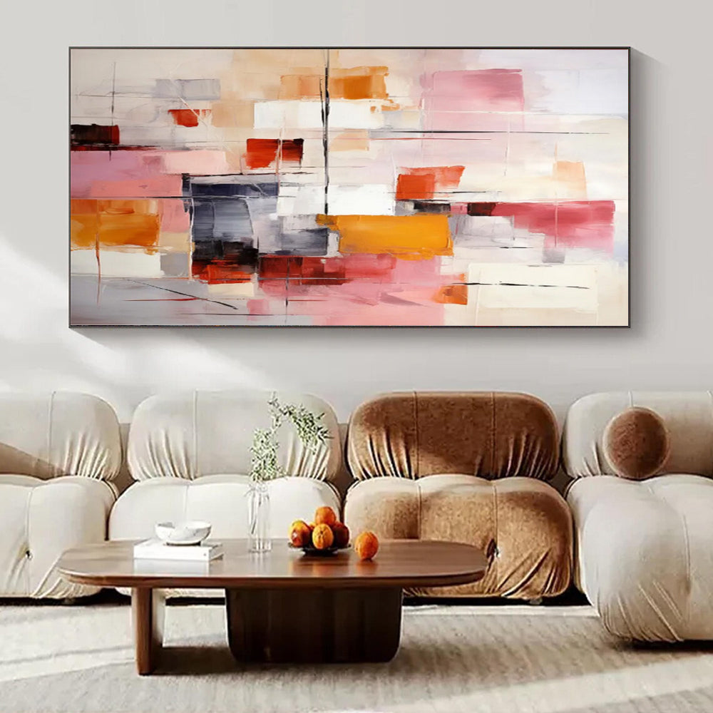 Giant Abstract Painting for Dorm Room Interiors - Hand-Painted Acrylic on Canvas